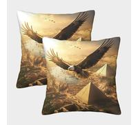 kaiyun Housse De Coussin Carrée Aigle 50x50cm Paquet De 2 pour Fauteuil Convertible (3D Soaring Over Égypte Antique)