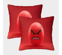 kaiyun Housse De Coussin Carrée Rouge en colère 50x50cm Paquet De 2 pour Fauteuil Convertible (3D Dessin animé)