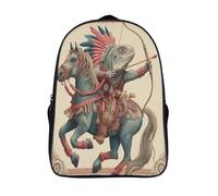 kaiyun Iguane tirant des flèches depuis le dos d'un cheval Sac À Dos Enfant Garçon Et Fille Cartable,Style indien De Sac Dos De Grande Capacité Les Bon Pour L'école Et Les Voyages 16 inch