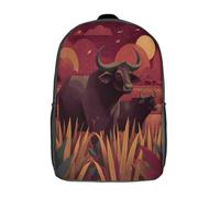 kaiyun Illustration de bison Sac À Dos Filles Cartable Enfants Garçons 17inch Grande Capacité Adolescents Sac De Voyage Scolaire Poids Léger