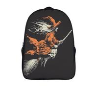 kaiyun Illustration de sorcière, volant sur un balai Sacs À Dos Pour Étudiant,Mignonne Décontracté Pour Garçons Filles Cartable Scolaire 16 inch