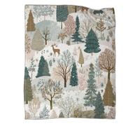 kaiyun Illustration d'une forêt enneigée avec pins et Cerfs Édredon | Couverture De Canapé | Housse De Voyage Douce Et Confortable,80x90inch(200x230cm)