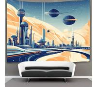 kaiyun Illustration vectorielle Tapisserie Murale À Suspendre Monde du futur Pour Chambre À Plage Couverture Salon Dortoir 150cmx200cm