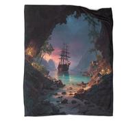 kaiyun Illustrations de Baie de Pirates Couverture Imprimée en 3D Édredon en Peluche Douce pour Lits Et Canapés De Vacances,60x80inch(150x200cm)