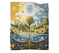 kaiyun Illustrations d'écosystèmes : Animaux, Eau de Pluie et lumière du Soleil - Couverture Chaude Polyvalente pour Canapés, Édredon De Lit De Voyage Douce Et,60x80inch(150x200cm)