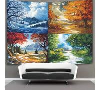 kaiyun Illustrations des quatre saisons Tapisserie Murale Paysage Tapisseries Tentures Murales Pour Salon Tapisseries Tenture Murale Décorative Pour Chambre 70cmx100cm