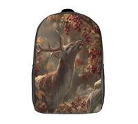 kaiyun Image surréaliste d'un cerf mangeant des prunes dans une forêt d'automne Sacs À Dos Adolescents,Design Respirant Cartable,Sac À Dos Enfant Pour Ecole,Garçon,Fille,Primaire 17inch