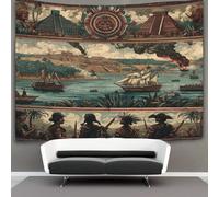 kaiyun Images de l'Espagne-Guerre coloniale maya en Amérique Tapisserie Murale Tentures Murales Pour Salon Tenture Murale Décorative Pour Chambre 130cmx150cm