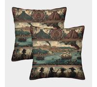 kaiyun Images espagnoles-Guerre Coloniale Maya en Amérique Taie d'oreiller Housses De Coussin Carrée Décoration Salon Canapé 45x45cm Paquet De 2