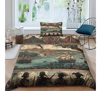 kaiyun Images of The Spanish-Maya Colonial War in The Americas Literie Parure De Lit en en Microfibre avec Housse De Couette en 3D Imprimé 3 Pièces avec Single（135x200cm）