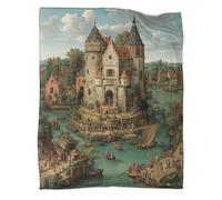 kaiyun Immense château médiéval en Pierre - Couverture Chaude Polyvalente pour Canapés, Édredon De Lit De Voyage Douce Et Confortable,50x60inch(127x152cm)