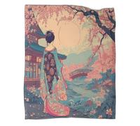 kaiyun Japanese Geisha, Fleurs de Cerisier in Full Bloom Édredon | Couverture De Canapé | Housse De Voyage Douce Et,70x80inch(180x200cm)