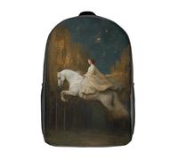 kaiyun Jeune fille à cheval blanc planant sous un ciel étoilé Sacs À Dos,3D Imprimé Étudiant Cartable Garçons Filles Livre Sac Pour Maternelle Ou Primaire 17inch