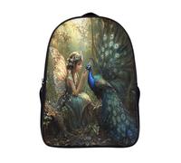 kaiyun Jeune nymphe de la forêt Sacs À Dos Pour Étudiant,Mignonne Paon Décontracté Pour Garçons Filles Cartable Scolaire 16 inch