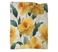 kaiyun Jonquilles Jaunes, Feuilles d'un Vert Tendre Couverture Super Douce,légère,Chaude Et pour Canapé De Voyage,60x80inch(150x200cm)