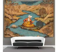 kaiyun Joueur assis au bord de la rivière Tapisserie,Miniature persane Décoration Murale En Tissu Pour La Chambre À Coucher Le Salon Le Dortoir,70cmx100cm