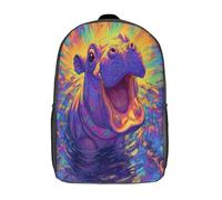 kaiyun Joyeux petit hippopotame Bouche ouverte et souriant Sac A Dos Ecole Primaire,Sac À Dos Pour Enfants - Sac De Livre D'école Adolescents Con Boucle De Réglage 17inch