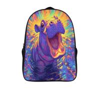 kaiyun Joyeux petit hippopotame, la gueule ouverte et souriant Sac À Dos D'école Imprimé 3D Sac À Unisexe Pour Enfants/étudiants/Adultes 16 inch