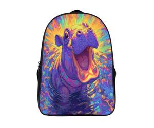 kaiyun Joyeux petit hippopotame, la gueule ouverte et souriant Sac À Dos D'école Imprimé 3D Sac À Unisexe Pour Enfants/étudiants/Adultes 16 inch