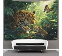kaiyun Jungle Tapisserie Léopard And Two Cubs Murale Tenture Dortoir Chambre Salon 70cmx100cm