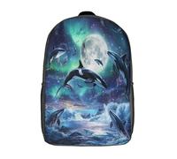 kaiyun Killer Baleines, Dauphins Femme Sac À Dos Garçons École Sacs Cartable Full Lune Lumières du Nord Daypacks Adulte Fashion Décontracté Bag College Pack 17inch