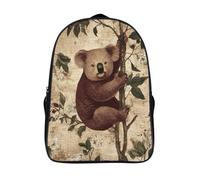 kaiyun Koala assis sur une branche d'eucalyptus, Illustration vintageSacs À Dos Pour Enfants École, Grande Capacité Adolescents Sac À Garçons Filles Voyage 16 inch