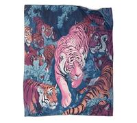kaiyun La Couverture Rose Tigre is Playing Among Many Tigres Est Douce,Confortable Et Chaude,Le Canapé À Motif 3D Animaux,Le Lit Adapté Aux Adultes Et Aux Adolescent 60x80inch(150x200cm)