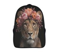 kaiyun La Lionne porte une grande couronne de fleurs Sac À Dos Enfant,Léger Mignon Cartable Garçons Filles Étudiant Utilisation Quotidienne Sac 16 inch
