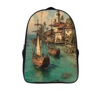 kaiyun L'âge d'or des pirates, Port sûr Sacs À Dos,3D Imprimé Étudiant Cartable Garçons Filles Livre Sac Pour Maternelle Ou Primaire 16 inch