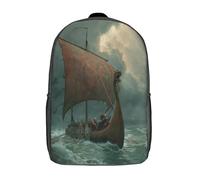 kaiyun Le drakkar naviguant dans une mer agitée Sac À Dos Guerriers vikings Cartable Scolaire Boucle De Réglage Sac A Dos Filles Garçons Pour Enfants Mignon Sac Scolaire 17inch