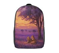 kaiyun Le lion se repose sous un ciel pourpre-gold Sky Sac A Dos Ecole Primaire,Sac À Dos Pour Enfants - Sac De Livre D'école Adolescents Con Boucle De Réglage 17inch