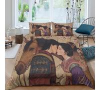 kaiyun Le Premier Baiser Entre Un Jeune Fermier et Une Jeune Fille Parure Microfibre Ensemble De Housse De Couette Imprimé 3D Taie d'oreiller, pour Adultes Enfants Filles Garçon Super King（260x220cm）