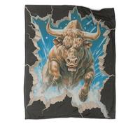 kaiyun Le Taureau a transpercé l'écran de Ses Cornes Couverture en Velours Imprimée 3D Douce Et pour Adolescent Et Adultes Adaptée Au Lit Et Au Canapé 80x90inch(200x230cm)