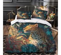 kaiyun Léopard in The Brightly Lit Forest Parure De Lit 3D, Parure De Lit Imprimée, Housse De Couette en Microfibre Et Taies d'oreiller, Adultes Et Enfants Super King（260x220cm）