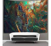 kaiyun Léopard in The Jungle Murale À Suspendre, Coloré Style Tapisserie Esthétique,pour Chambre Dortoir Fête Décoration De La Maison Pour Le Salon 130cmx150cm