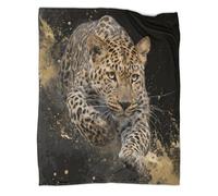 kaiyun Léopard Leaping in The Air Impression 3D Couvre-lit Conçu Doux Et Chaud en Flanelle Couverture Pelucheuse 40x50inch(100x130cm)