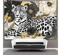 kaiyun Léopard, Tropical Leaves And Floral Elements Tapisserie Tenture Murales Décoration Murale,impression HD Pour Salon,chambre À Coucher Et Dortoir 70cmx100cm