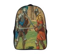 kaiyun Les deux chevaliers se tenaient face à face, l'épée au poing Sac À Dos Enfant Garçon Et Fille Cartable, De Sac Dos De Grande Capacité Les Bon Pour L'école Et Les Voyages 39x29x16cm