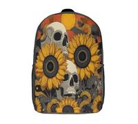 kaiyun Lever de soleil Crâne, Tournesol And Snake Sac À Dos D'écolier,imprimé En 3D, Cartables Scolaires Enfants,Grande Capacité,pour Voyage,léger 17inch