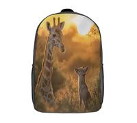 kaiyun Lever de soleil Sacs À Dos,3D Imprimé Girafes And Jackals on The Prairie Étudiant Cartable Garçons Filles Livre Sac Pour Maternelle Ou Primaire 17inch