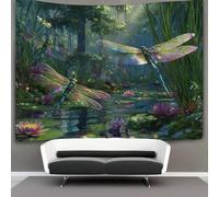 kaiyun Libellules dansant gracieusement à la surface du lac Tapisserie Murale À Suspendre, Murales,Plaque De Pique-Nique Décoration Murale Plafond Art Mural 180cmx230cm