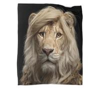 kaiyun Liger Portant Une Perruque Blonde Imprimée Moelleuse,Douce Et Confortable Couverture en Peluche Adaptée Au Canapé-lit 40x50inch(100x130cm)