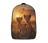 kaiyun Lion et son Lionceau au coucher du soleil Sac À Dos D'écolier,imprimé En 3D,Paysage africain Cartables Scolaires Enfants,Grande Capacité,pour Voyage,léger 17inch