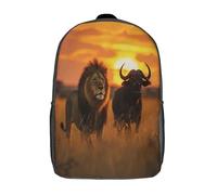 kaiyun Lion majestueux Buffalo Sac À Dos Enfants - Garçons Filles African Soleilset Voituretable Scolaire Adolescents Bon Pour L'école Et Les Voyages 17inch