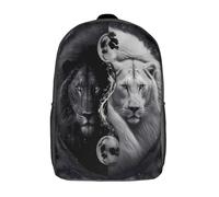 kaiyun Lion Yin Yang (Noir et Blanc) Sac À Dos D'écolier,imprimé En 3D, Cartables Scolaires Enfants,Grande Capacité,pour Voyage,léger 17inch