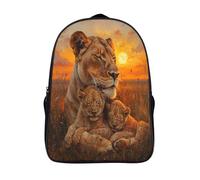 kaiyun Lionne blottie contre son petit Femme Sac À Dos Garçons École Sacs Cartable Savannah Soleilset Daypacks Adulte Fashion Décontracté Bag College Pack 16 inch
