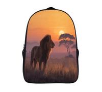 kaiyun Lions dans la savane au coucher du soleil Sacs À Dos Pour Étudiant,Mignonne Décontracté Pour Garçons Filles Cartable Scolaire 16 inch