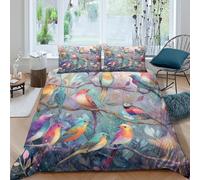 kaiyun Literie King（220x240cm） Oiseaux Magiques perchés sur Les Branches d'arbres pour Adultes Et Enfants 3D Imprimé avec Taies d'oreiller Housse De Couette en Microfibre 3 Pièces