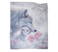 kaiyun Loup Blanc 3D Literie Art Fantastique sur la Nature Couverture De Lit en Peluche Imprimée Numérique pour Garçons Et Filles 40x50inch(100x130cm)