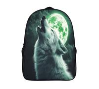 kaiyun Loup blanc aux yeux vertsSacs À Dos Pour Enfants École,Pleine lune Grande Capacité Adolescents Sac À Garçons Filles Voyage 16 inch